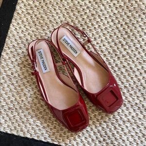 Steve Madden Red Patent Belari Slingback Flats, size 5.5